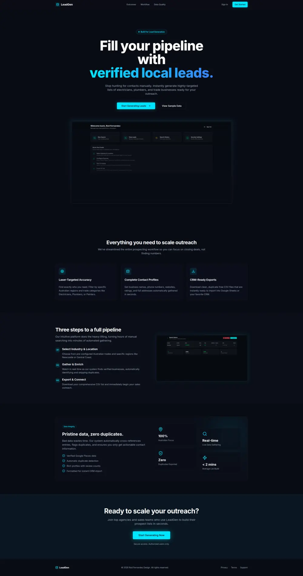 LeadGen App Landing Page full homepage