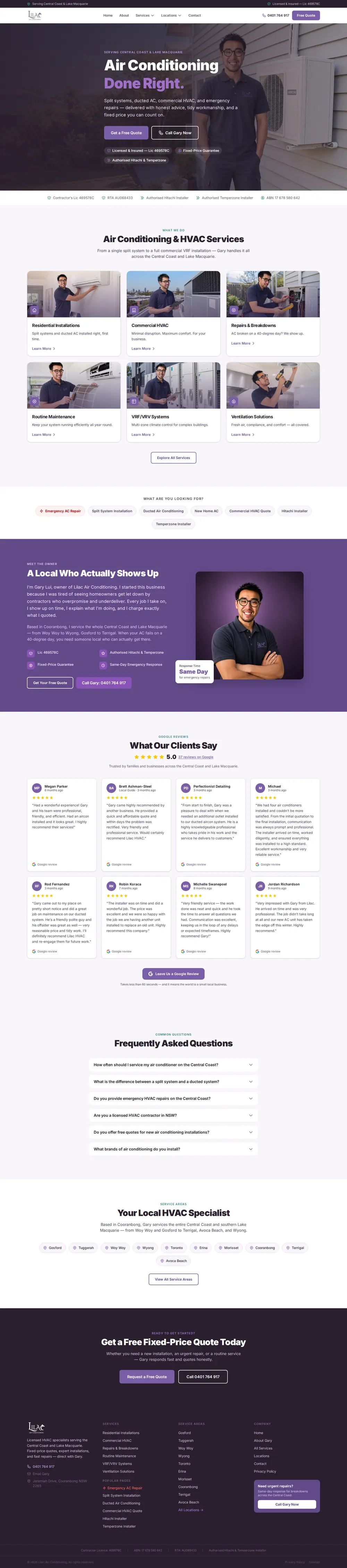 Lilac HVAC full homepage