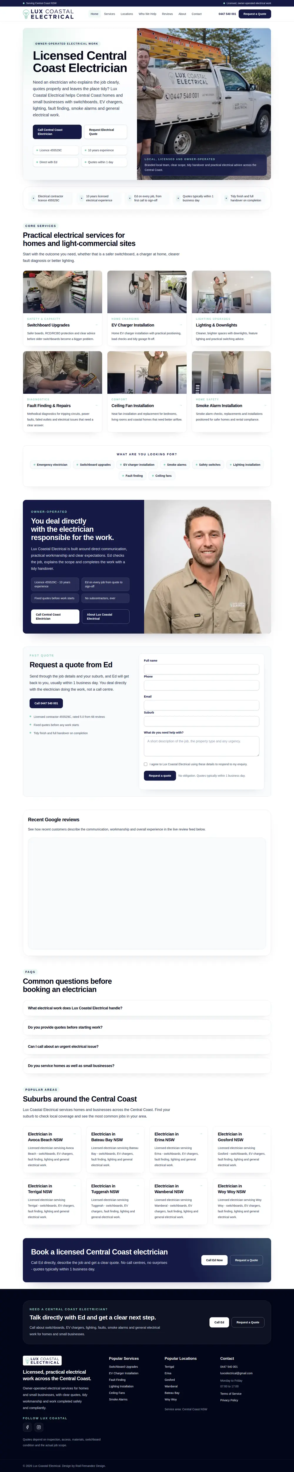 Lux Coastal Electrical full homepage
