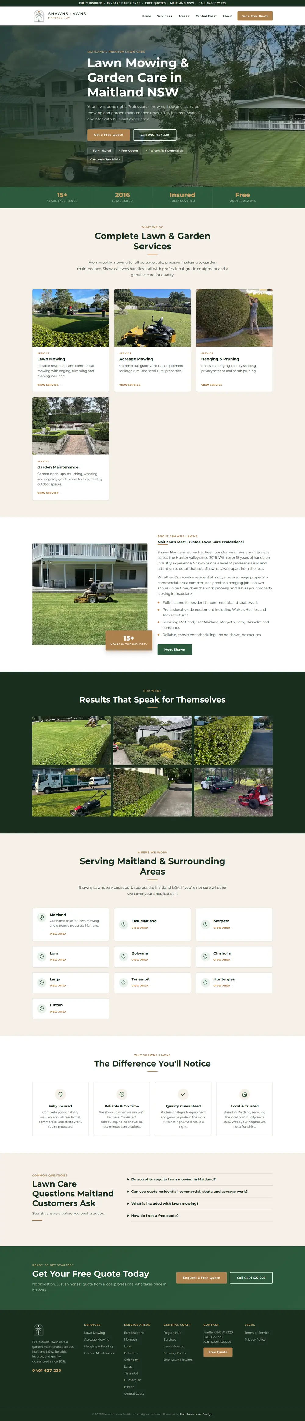 Shawns Lawns Maitland full homepage